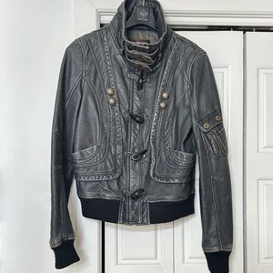 Distressed Aviator Leather Jacket